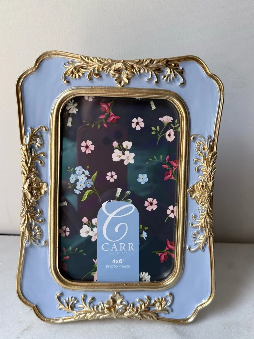 Lavender and Gold Ornate Photo Frame 4”x6” photo